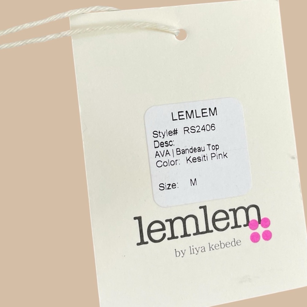 Lemlem Bandeau Swim Top in Kesti Pink Size Medium - Picture 5 of 5
